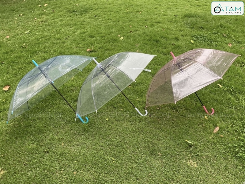 Dù trong suốt thời trang cán dài nhựa dẻo [3 màu] R93cm PHUKIEN-01